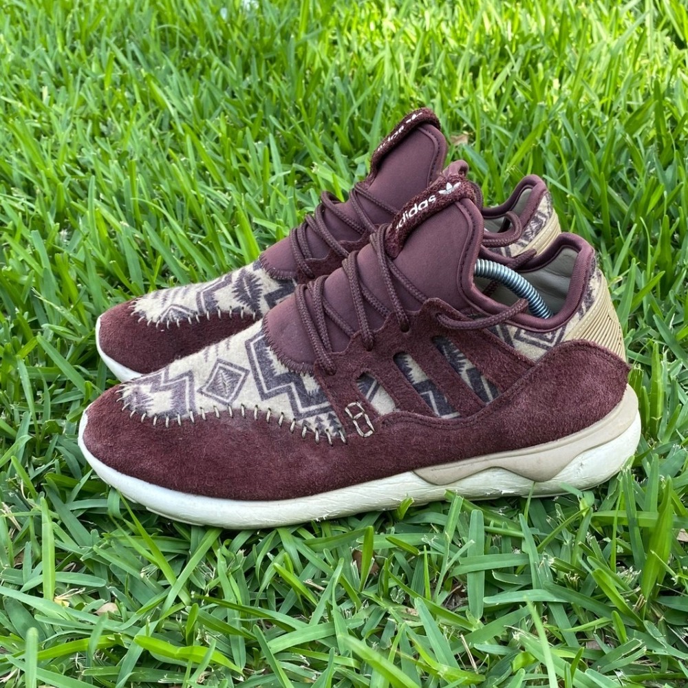 Adidas Tubular Runner Moc Suede Maroon Burgundy‎ B24892 Mens 10.5